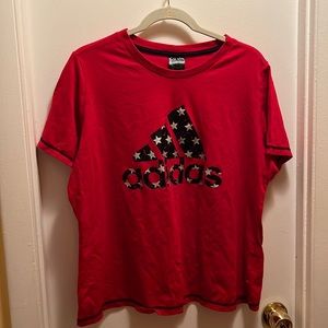 Adidas 2x t shirt in red with stars . Patriotic.used.